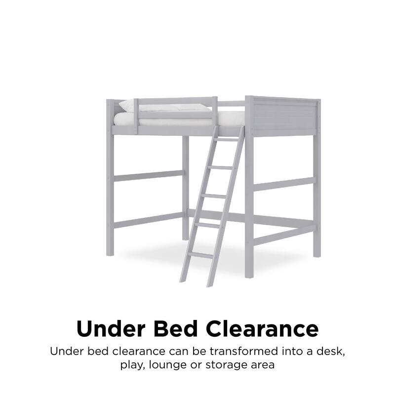 Full Size Loft Bed with Ladder and Guardrails for Kids, Space-Saving Design, Sturdy Wood Construction