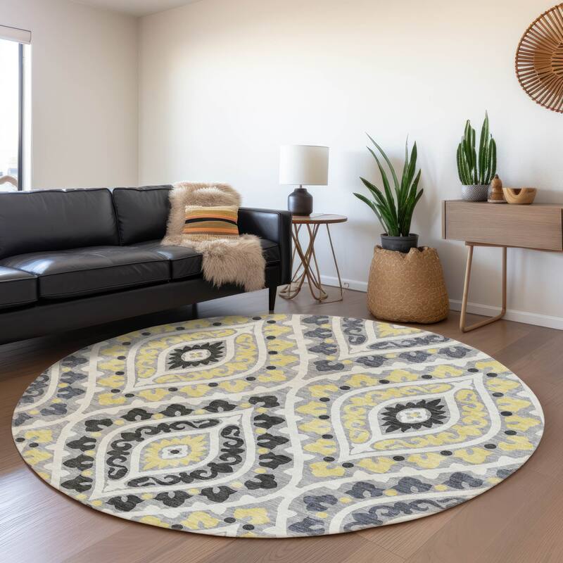 Machine Washable Indoor/ Outdoor Chantille Ttransitional Medallion Rug