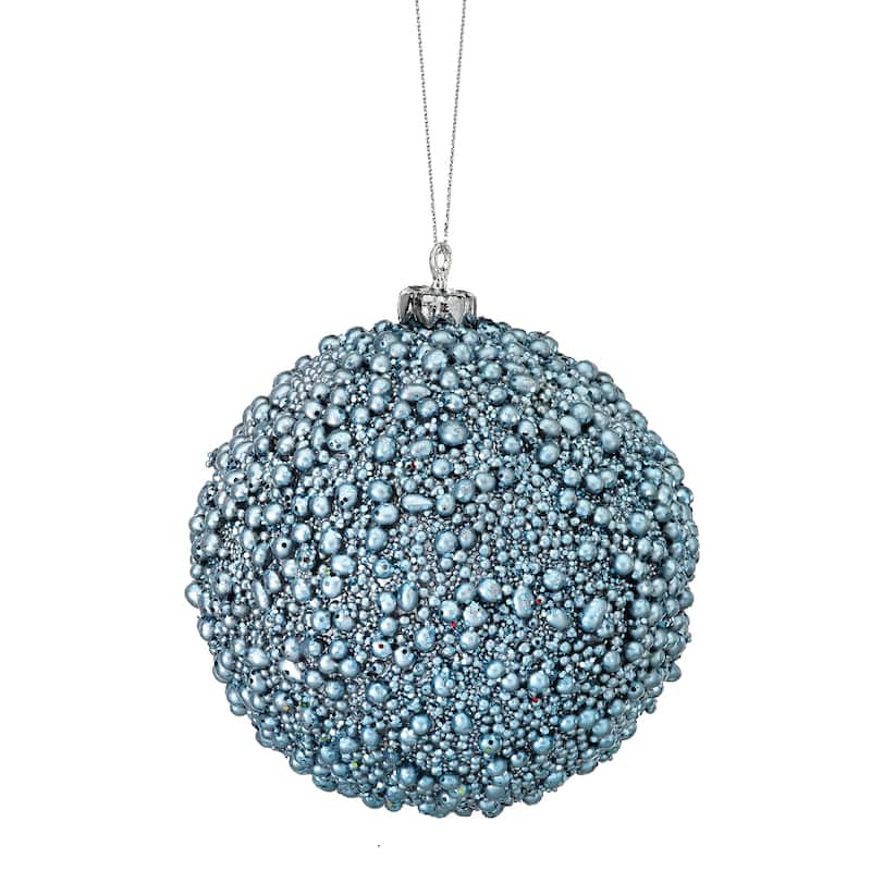 4" Glitter Metallic Mini Bead Ball Ornament Set of 6