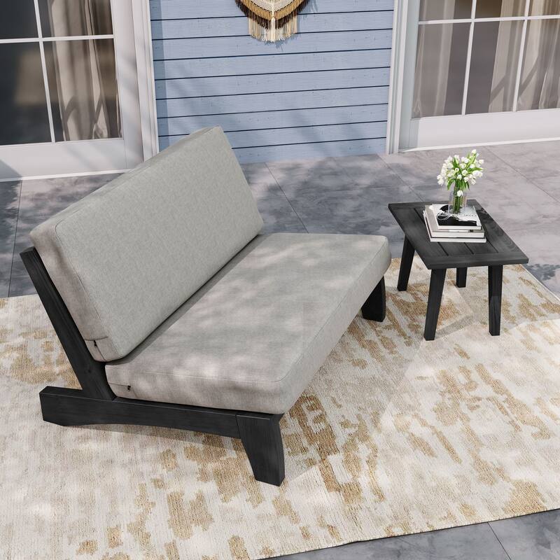 Outdoor Sectional Furniture Teak Conversation Set with Side Table