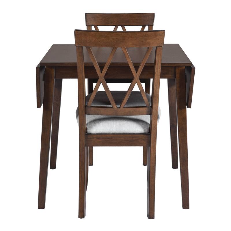 5 Piece Extendable Dining Set, Kitchen Table Set with Drop Leaf Dining Table and 4 Upholstered Dining Chairs