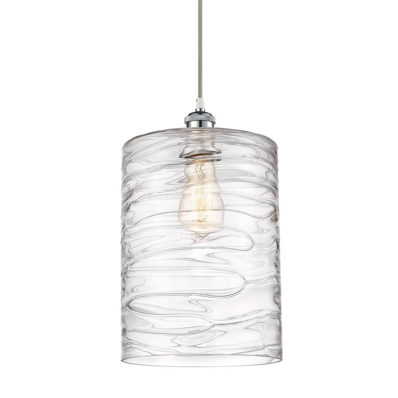 Innovations Lighting 516-1P-14-9-L Cobbleskill Pendant Cobbleskill 9" - Deco Swirl / White and Polished Chrome