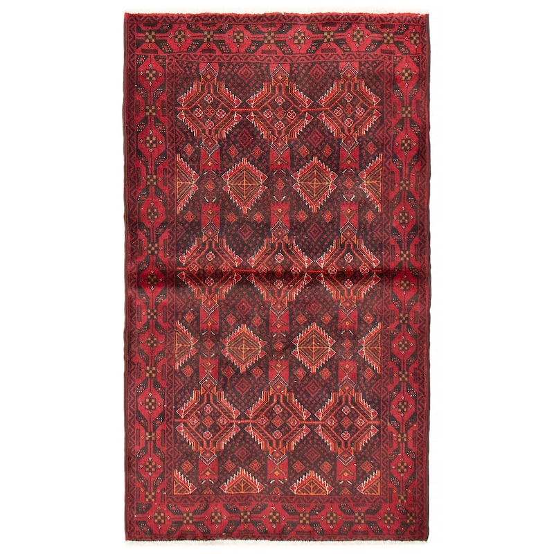 ECARPETGALLERY Hand-knotted Royal Baluch Black, Red Wool Rug - 3'5 x 6'3 - Black/ Red - 3'5 x 6'3