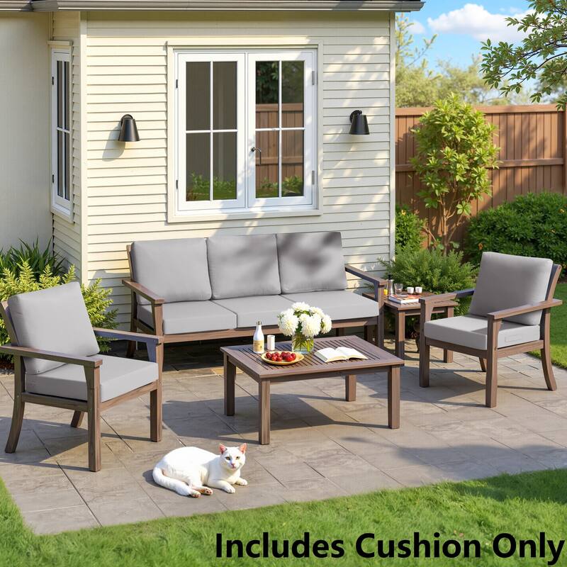 24" x 24" Outdoor Deep Seat Chair Cushion Set - Set of 5 - Light Grey