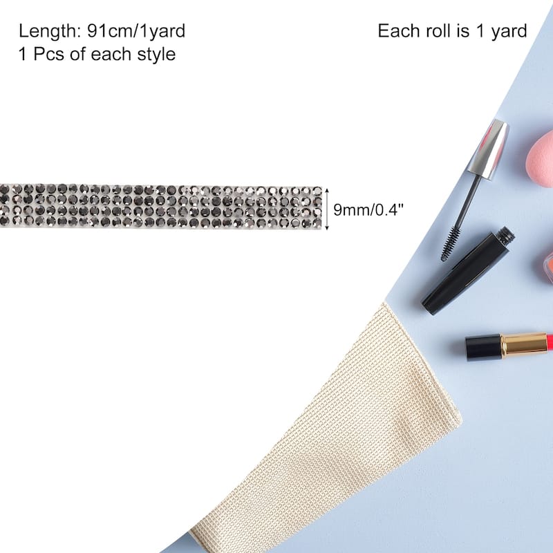 6pcs Self-Adhesive Rhinestone Ribbon for DIY Arts Craft - Mineral Grey