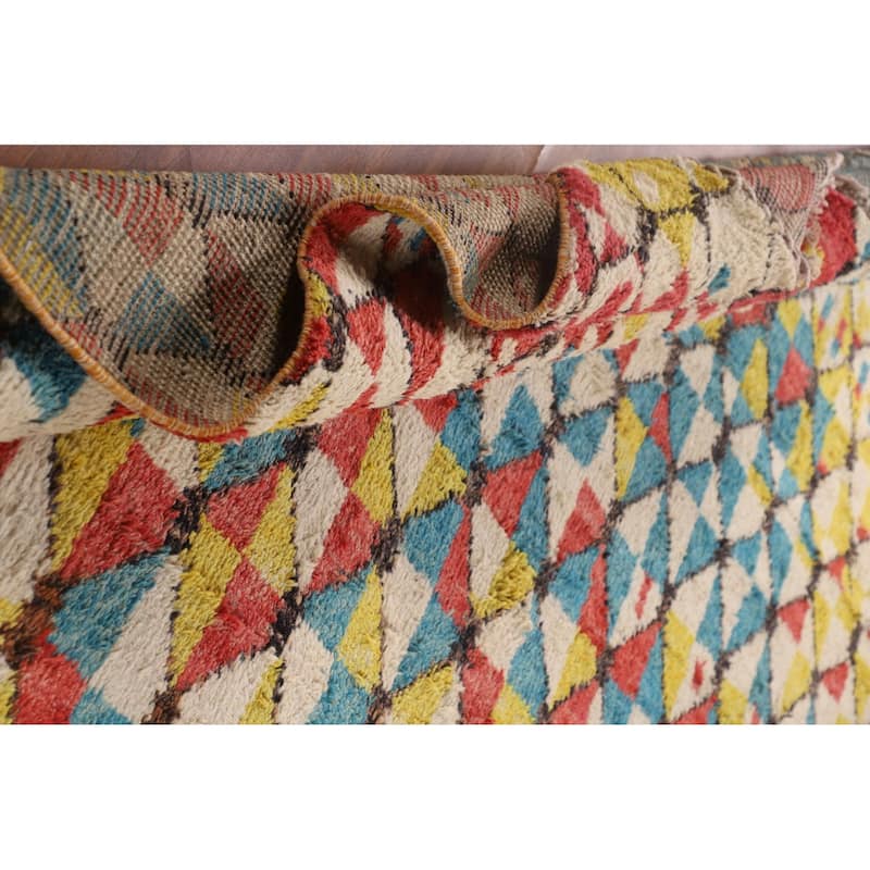 All-Over Moroccan Area Rug Handmade Wool Carpet - 8'11" x 12'9"