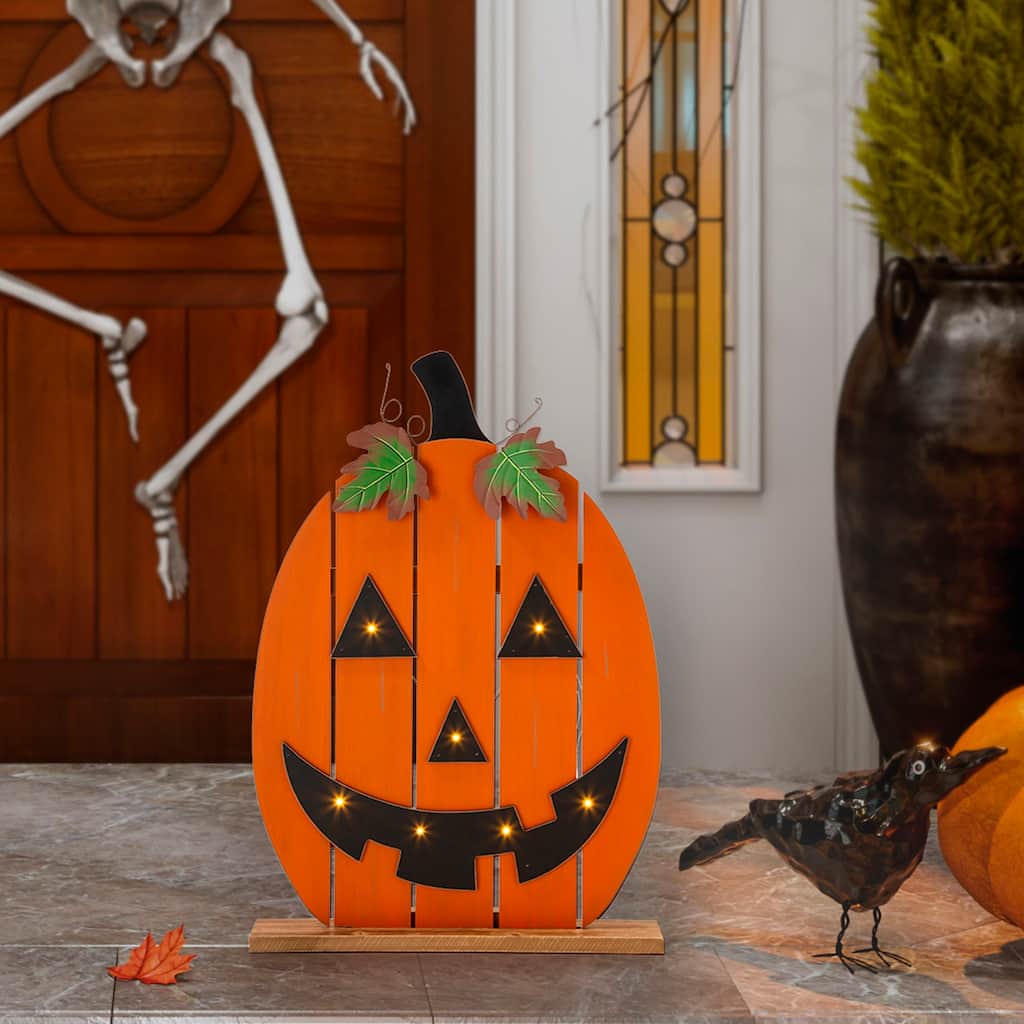 Glitzhome 29"H Halloween Lighted Cutout Pumpkin Porch Decor