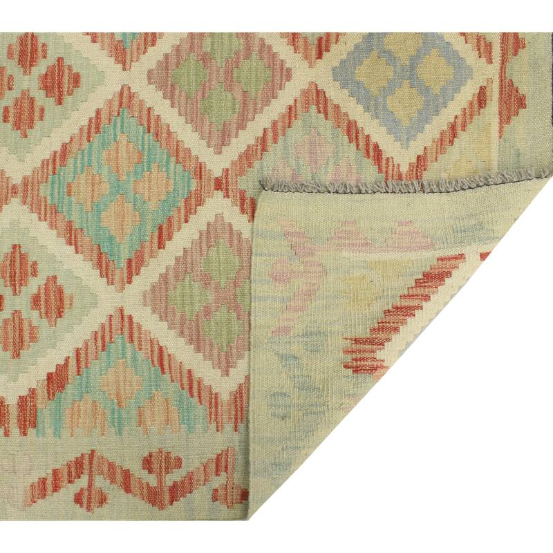 Sun Faded Flatweave Lela Red/Ivory Rug - 6'6" x 9'7"
