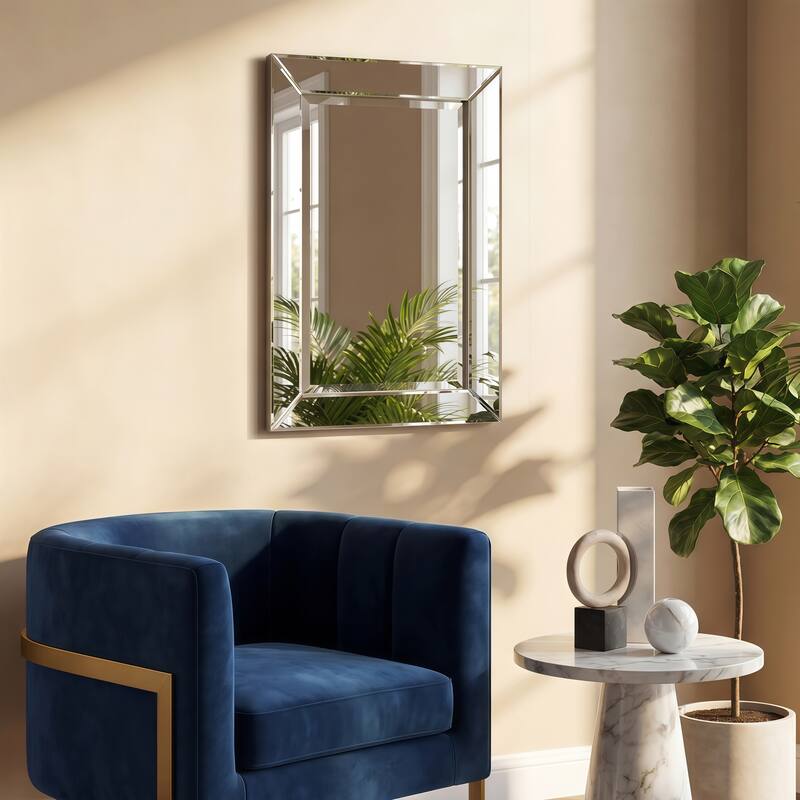 Beveled Rectangular Clear HD Wall Mounted Mirror for Bathroom, Vanity, Bedroom Mirrors, 3 sizes