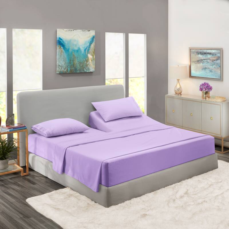 Empyrean Hotel Luxury 6 Piece Sheet Set - Super Soft Bedding Sheets & Pillowcases - Flex Top King - Lavender