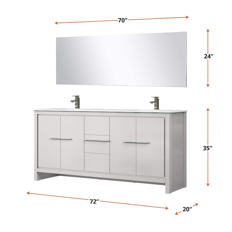 Lafarre Bath Vanity with Quartz Top, Sink, Mirror and Chrome Faucet