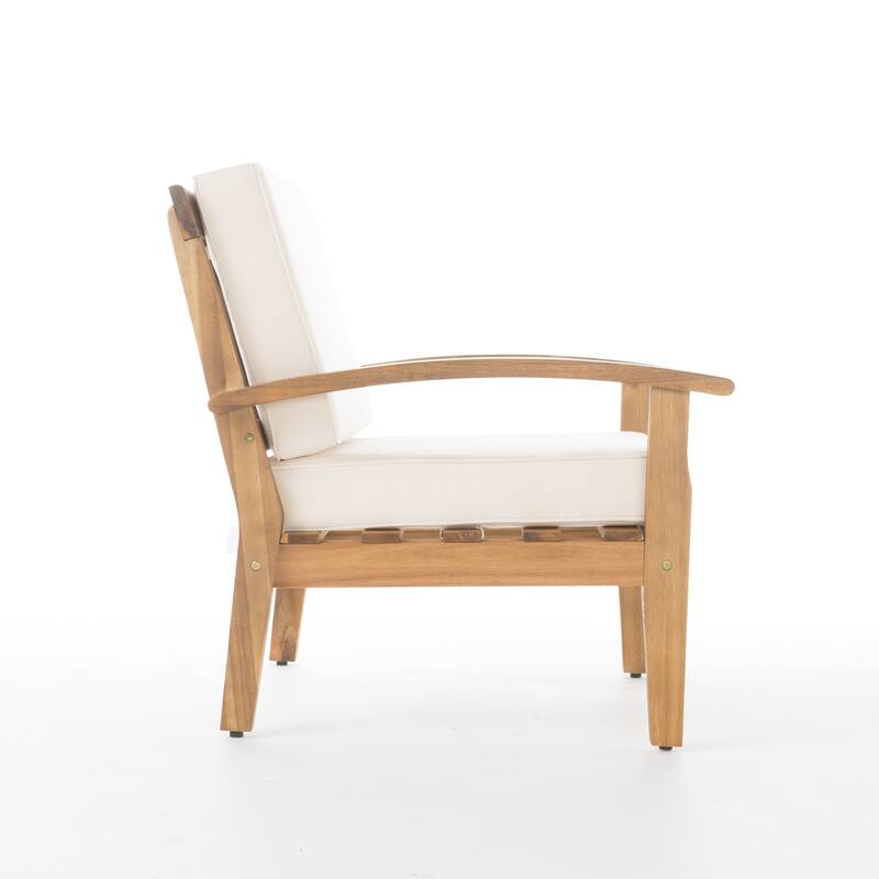 Roomfitters Outdoor Club Chair with Cushions, Durable Acacia Wood Frame and Weather-Resistant Seating