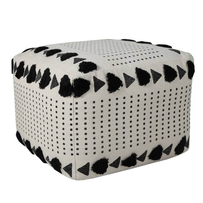 Sevita Textured Dash and Dot Pouf Ottoman