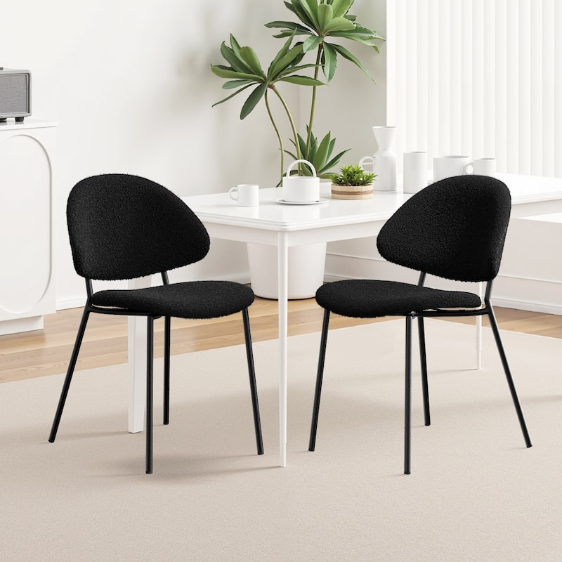 Set of 4 Upholstered PU Leather Dining Chairs Mid-Century Modern Dining Chairs with Curved Backrest for Dining Room Kitchen