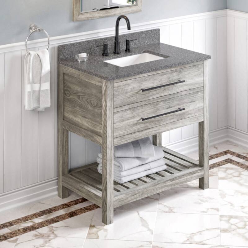 Jeffrey Alexander VKITWAV36R-MARBLE Wavecrest II 36" Free Standing - Weathered Grey / Boulder