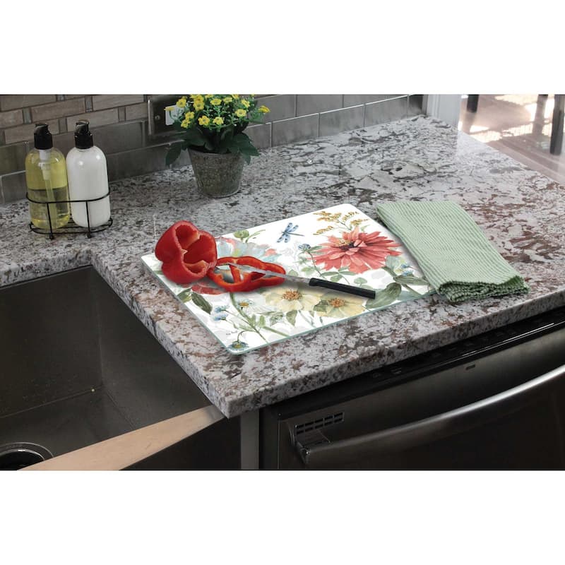 Counterart Glass Cutting Board Counter Saver 12"x15" , Spring Meadow - 12x15x.180