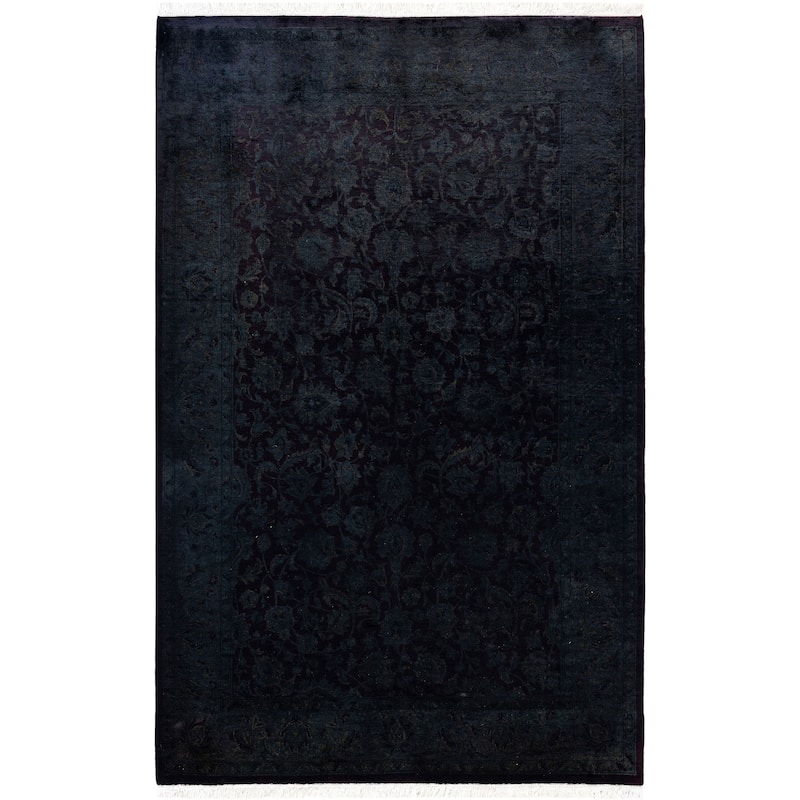 Overdyed One-of-a-Kind Hand-Knotted Area Rug - Black - 4' 1" x 6' 5"