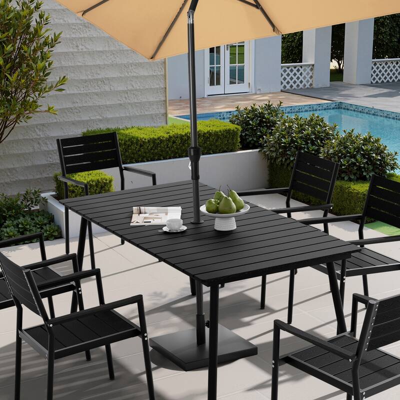 Pellebant Outdoor Aluminum Rectangular Dining Table