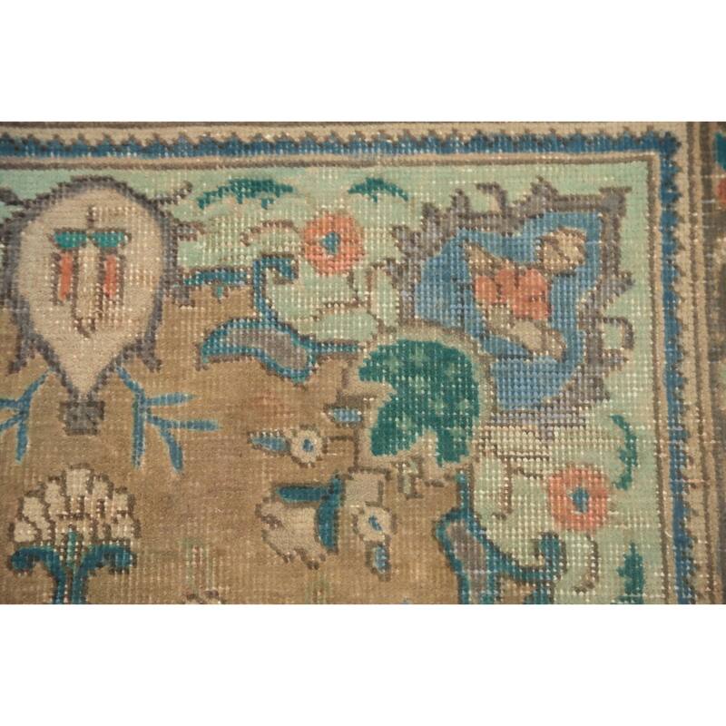 Hand Knotted Oriental 100% Wool Carpet Traditional Floral Brown Tabriz Area Rug - 4' 10'' X 3' 3''