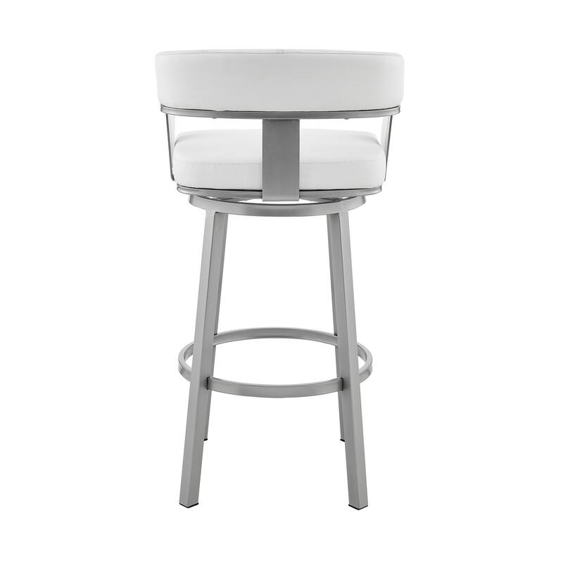 Lorin Upholstered Swivel Counter/Bar Stool in Faux Leather with Arms