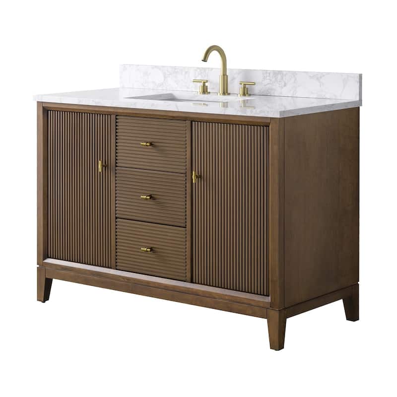 Vanity Art 48" Freestanding Bathroom Vanity with Engineered Marble Top and Sink