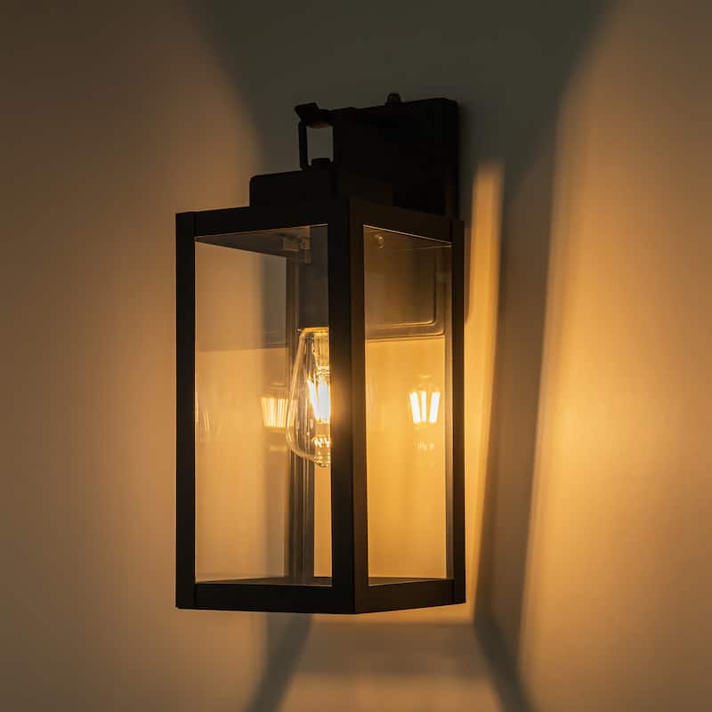 C Cattleya 1-Light Matte Black Dusk to Dawn Outdoor Wall Lantern Sconce