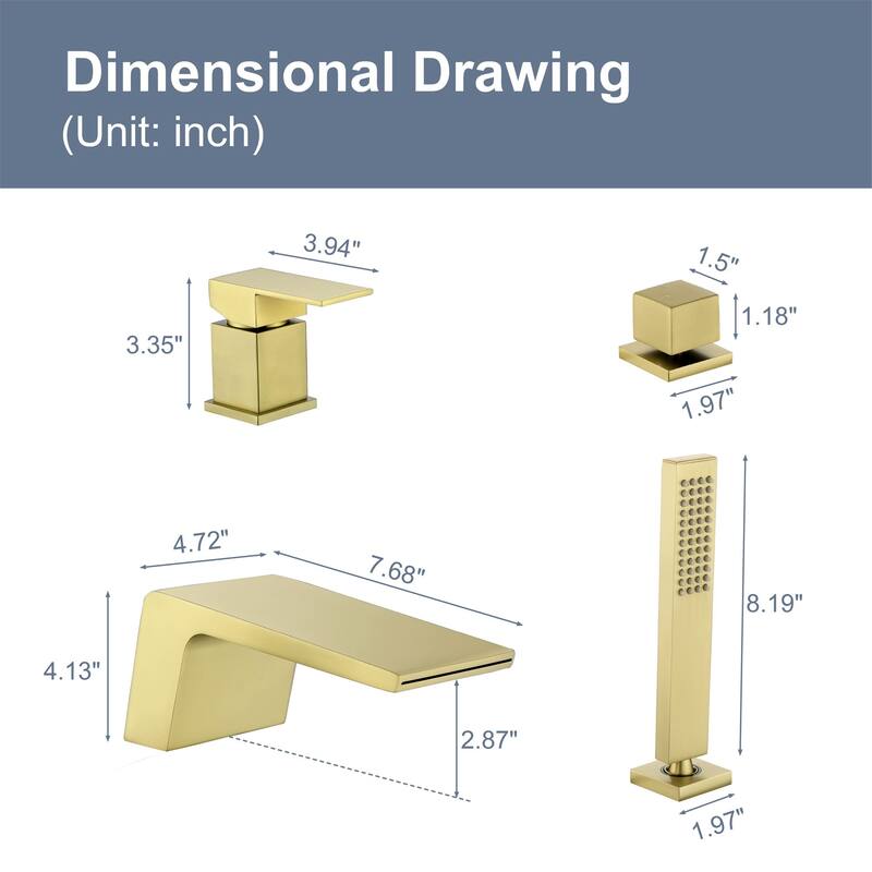 Waterfall Tub Faucet With Hand Shower Deck Mount Tub Filler With Sprayer Modern Bathtub Faucets Set With Diverter And Valve
