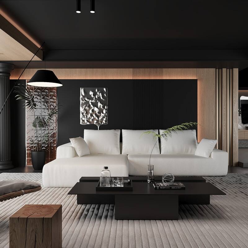 Momei L-Shaped Sofa - High-Density Foam with Spring, Multiple Cushions, Living Room