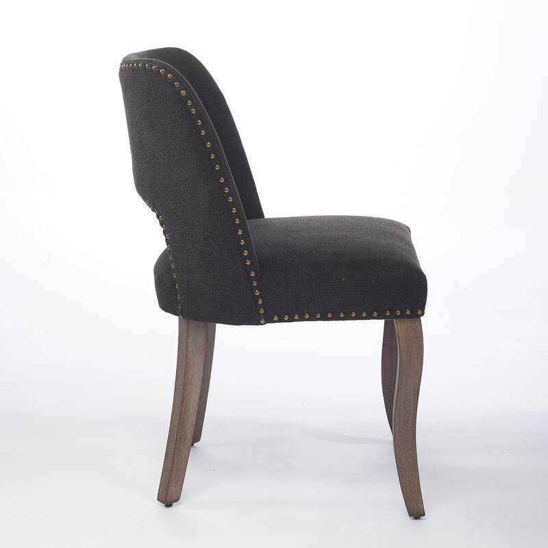 Roomfitters Upholstered Dining Chairs Set of 2, Fabric Kitchen Chairs with Curved Wood Legs