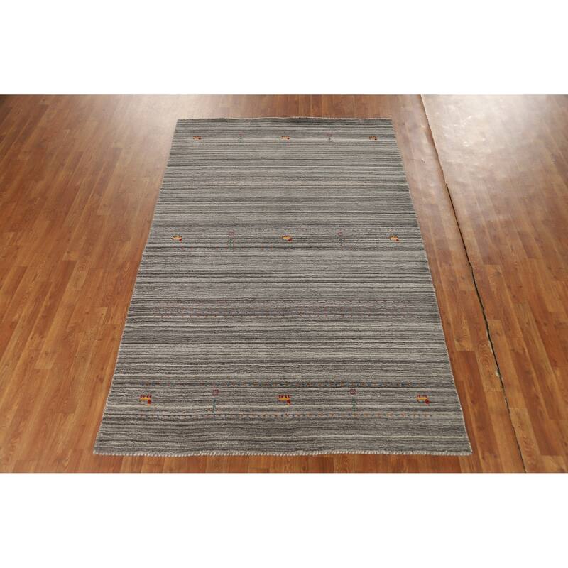 Hand Knotted Oriental 100% Wool Carpet Tribal Tribal Greys & Charcoal Gabbeh Area Rug - 7' 8'' X 5' 0''