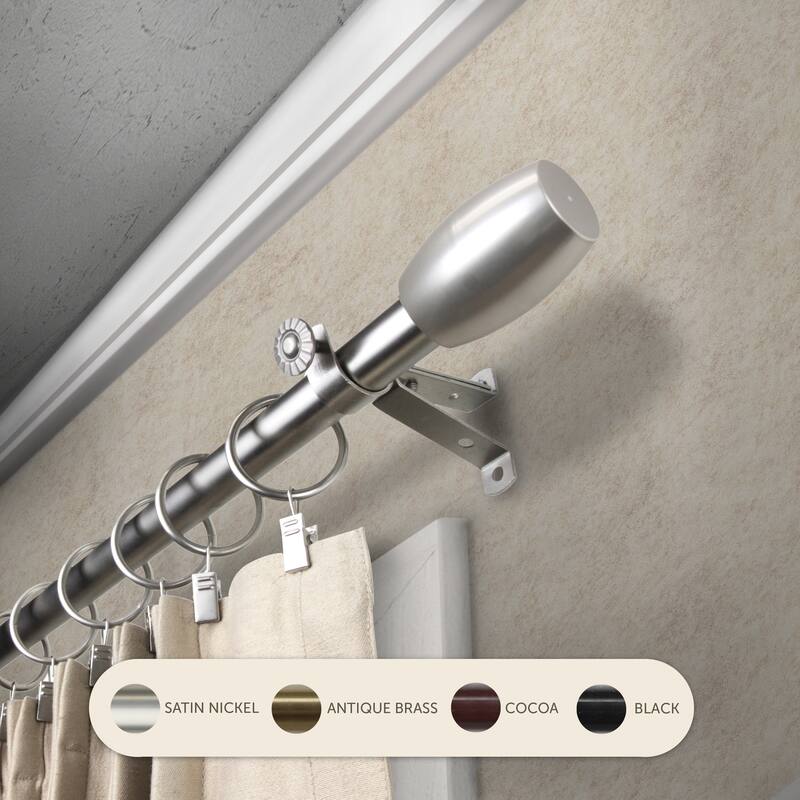 InStyleDesign Diego Adjustable Black Curtain Rod - 28 to 48 inches - satin nickel