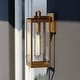 preview thumbnail 1 of 8, VAXCEL Kinzie 14.25 in. H 1-Light Vintage Brass Dusk to Dawn Sensor Gold Outdoor Wall Sconce, Steel, Clear Glass Shade Vintage Brass - 5-in W x 14.25-in H x 6-in D