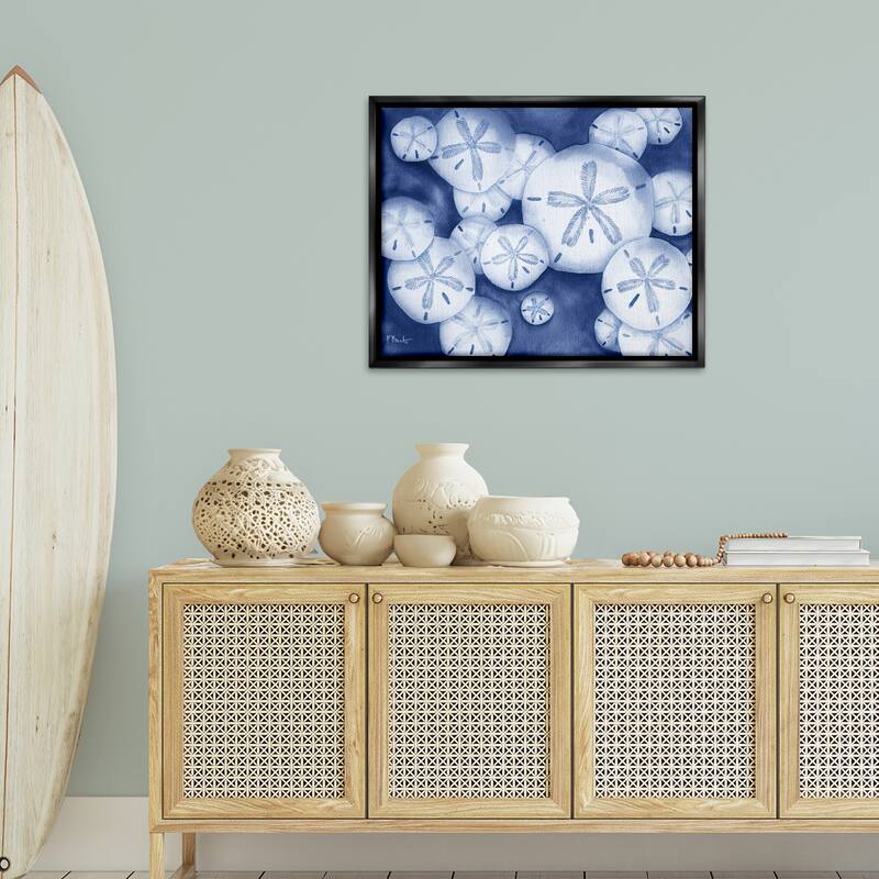 Stupell Watercolor Style Sand Dollars Framed Floater Canvas Wall Art Design By Paul Brent