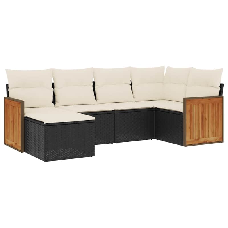 vidaXL Patio Sofa Set with Cushions Outdoor Conversation Furniture Poly Rattan - 21.7 x 21.7 x 14.6 in