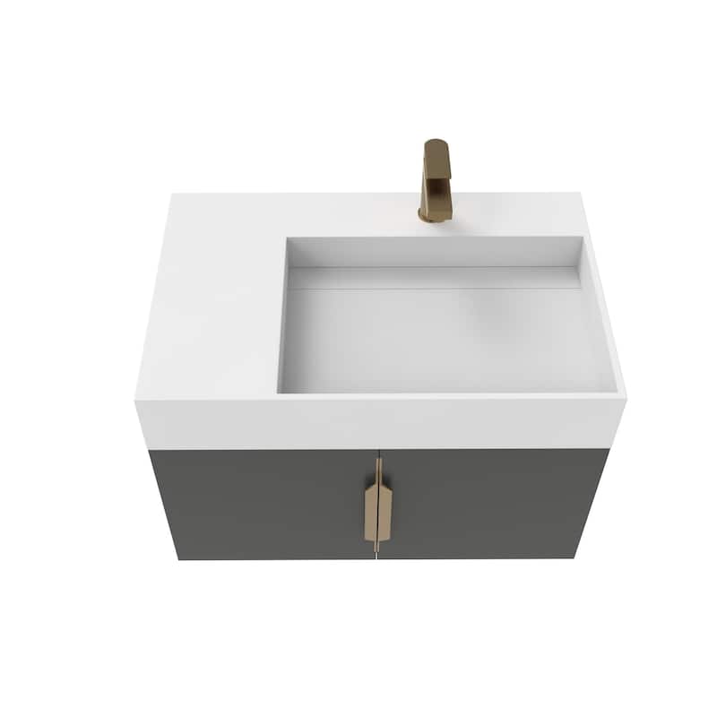 Amazon 30" Wall Mounted Bathroom Right Basin Vanity Set w/ White Top