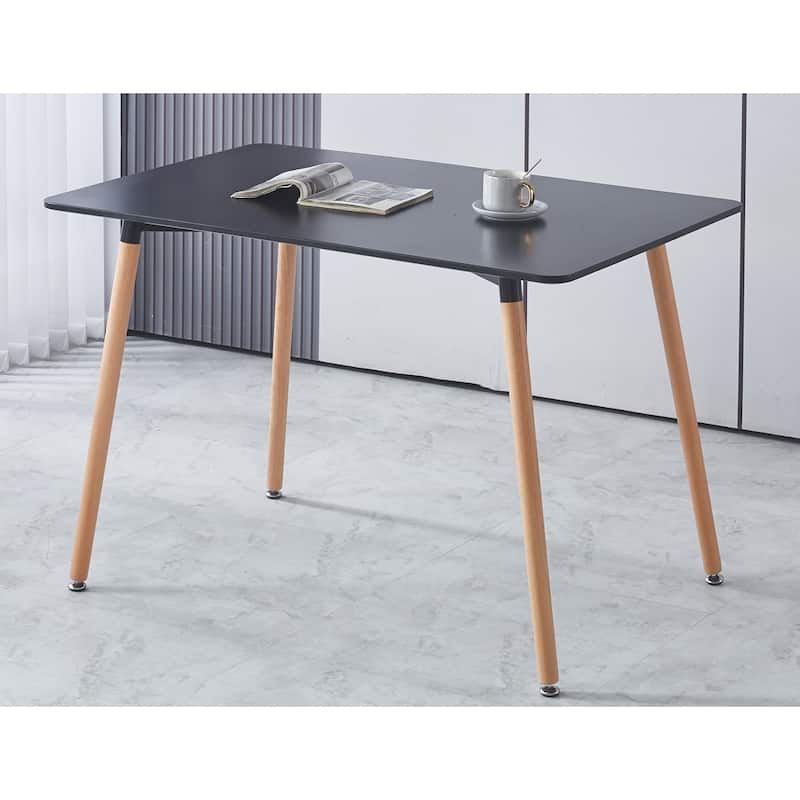 Modern Dining Set with Rectangular MDF Table & Solid Back Metal Chairs