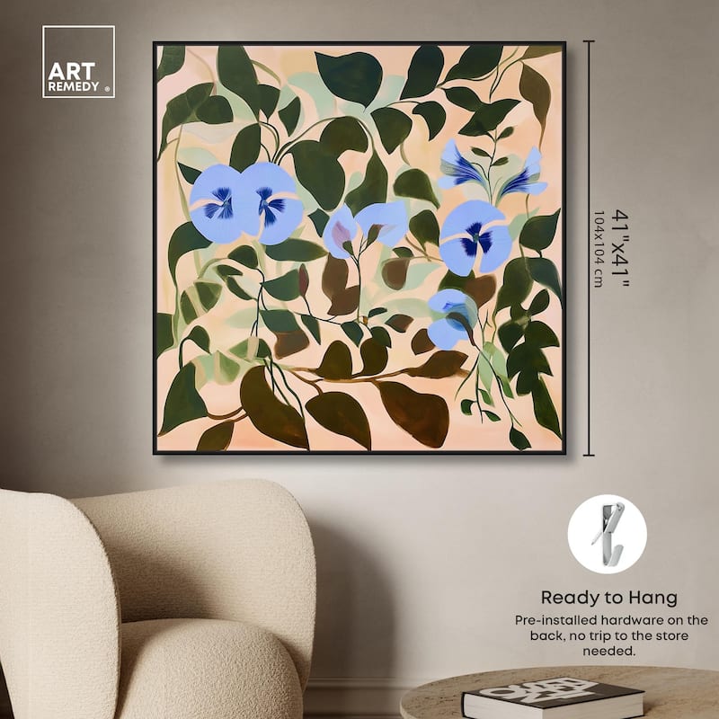 Naive Blue Flowers Canvas by Art Remedy