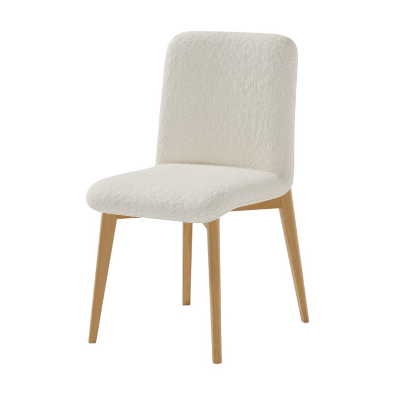 Set of Two Off White Boucle Upholstered Dining Side Chairs - 18.50” x 23” x 32”