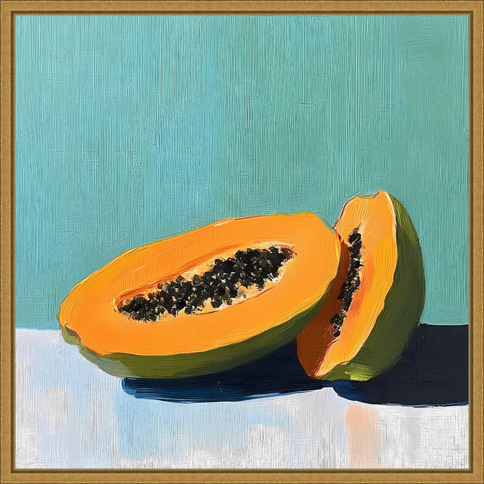 Amanti Art Blue Papaya II by Walker Noble Framed Canvas Wall Art Print - Sylvie Gold