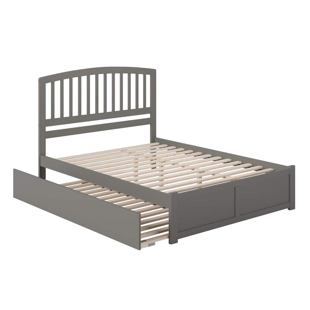 Richmond King Solid Wood Platform Bed with Footboard & Twin XL Trundle in Grey