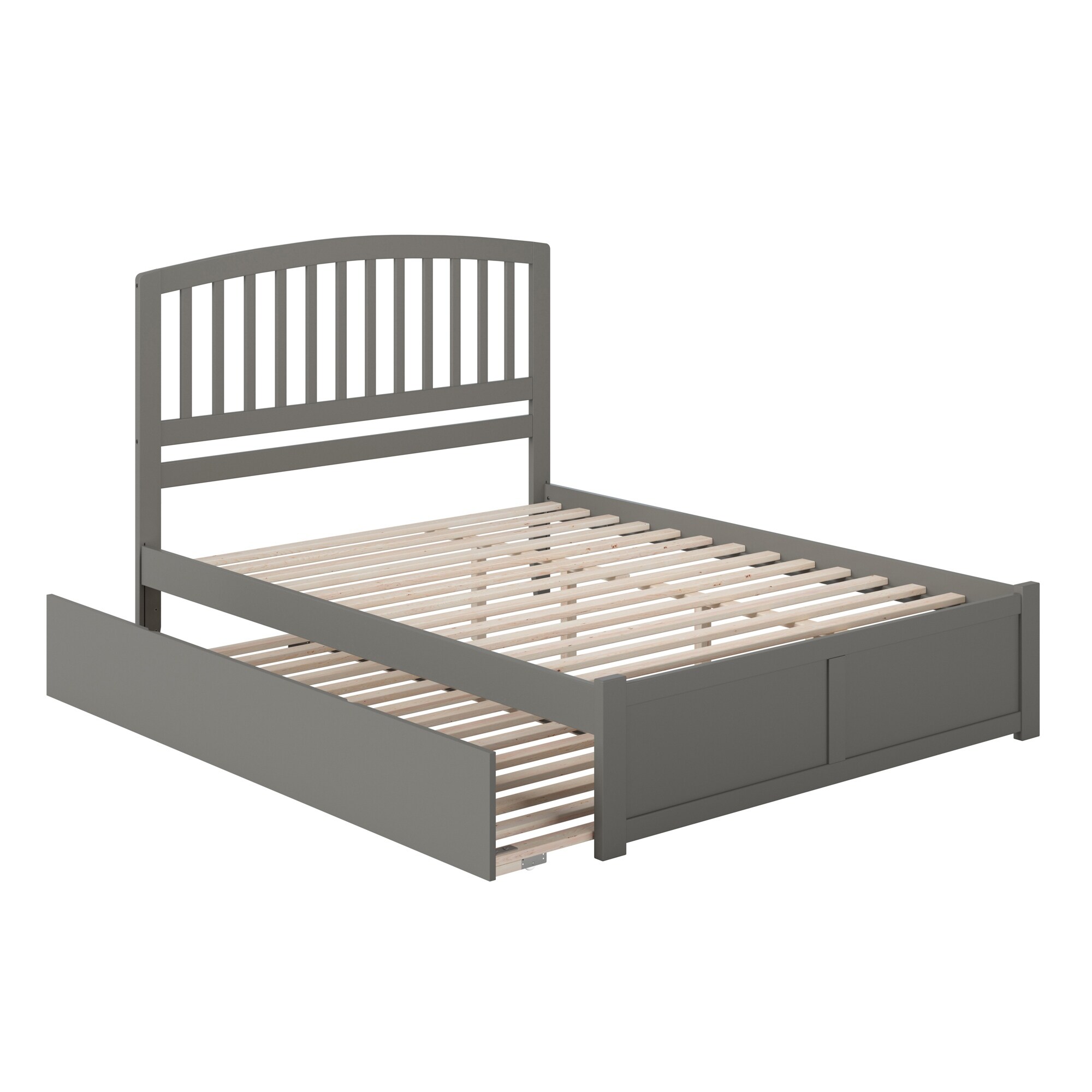 Richmond King Solid Wood Platform Bed with Footboard & Twin XL Trundle in Grey