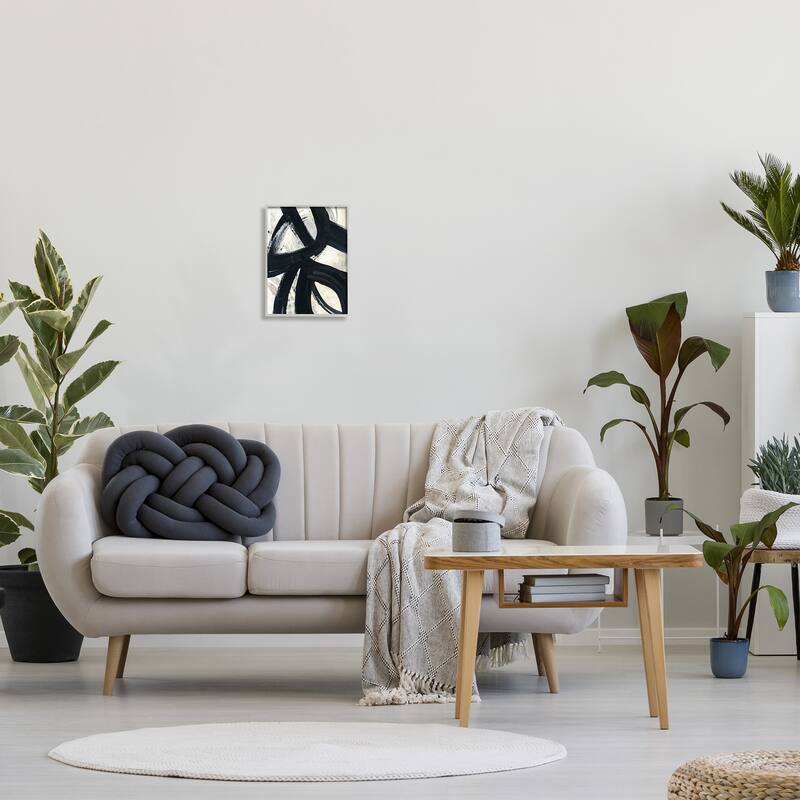Stupell Dynamic Modern Black Paint Strokes Bold Abstract Framed Wall Art, Design by Susan Jill