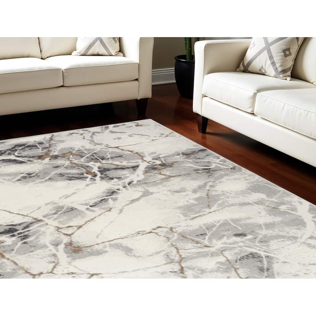 Abstract Modern Non Skid Low Pile Area Rug - 118' X '94' X '0.25