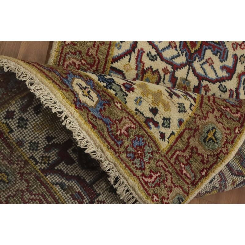 Hand-knotted Transitional Wool Carpet Beige Oushak Rug Floral Oriental Area Rug - 10' 0'' X 2' 7''