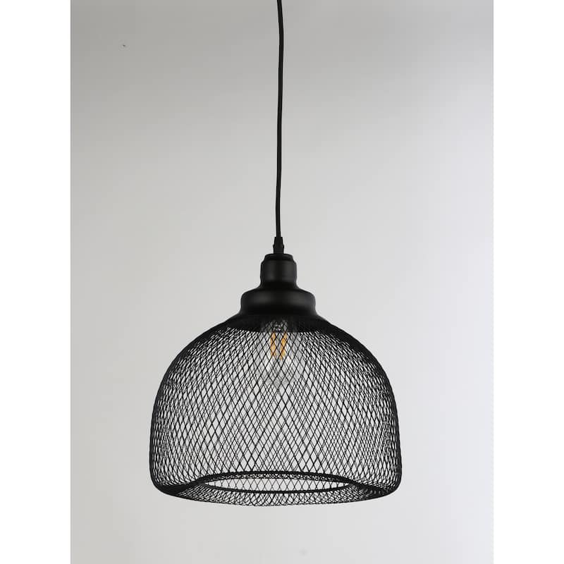 Black Pendant Light - 1 Light Mesh Shade - Industrial Ceiling Lamp for Kitchen Dining Room - 14