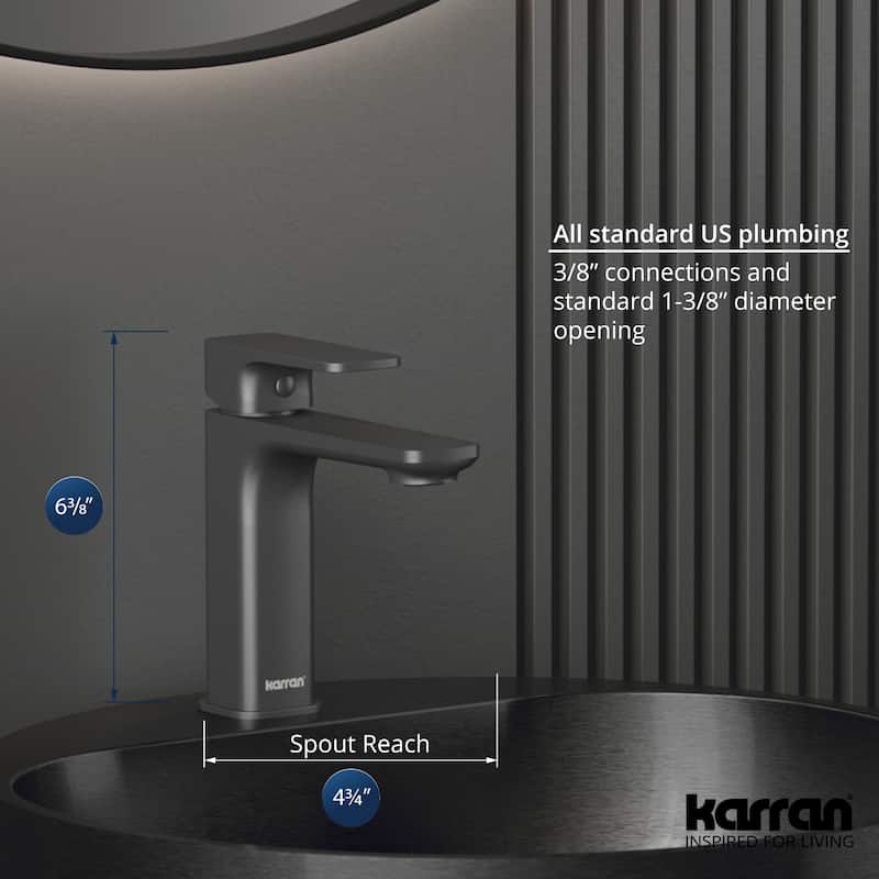 Karran Venda KBF510 Single-Handle Single Hole Basin Bathroom Faucet with Matching Pop-up Drain