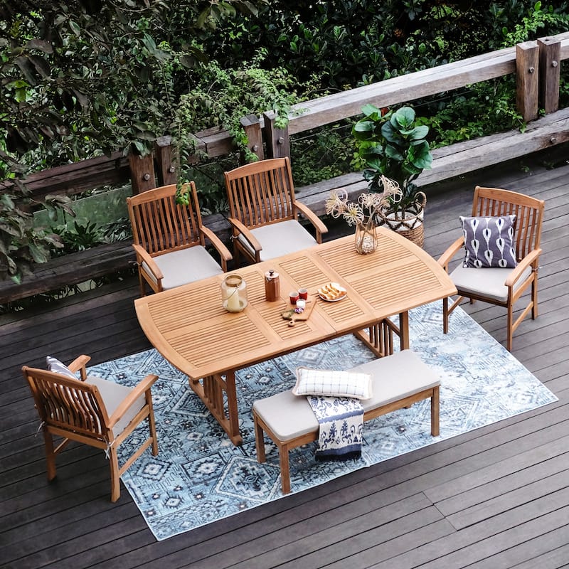 Cambridge Casual Caterina 6-Piece Teak Outdoor Extendable Dining Set
