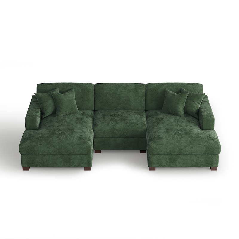 Modern Upholstered Chenille Modular Sectional Sofa with 2 Chaise
