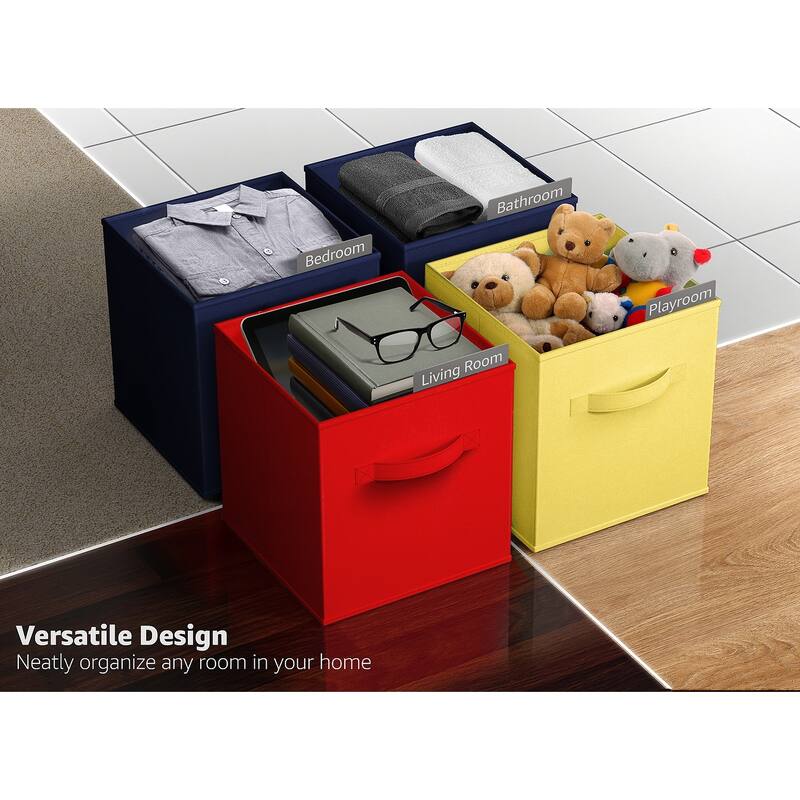 Sorbus Fabric Storage Bins 13" Foldable Cubes With Handles For Pantry, Cubbies, Toy And Closet Shelving Organization - 6Pk