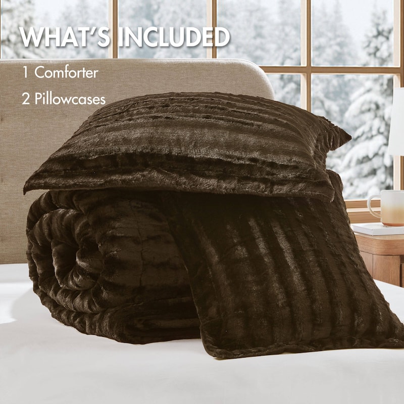 Madison Park York Faux Fur Comforter Mini Set